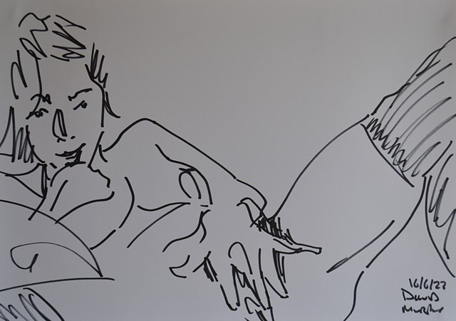 Woman Masturbating in Stockings Sketch