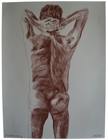 Self-Portrait From the Rear with Hands Behind Head