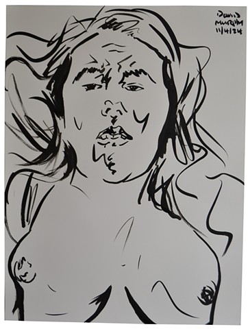 Voluptuous Woman, drawing, porn erotic, nude, breasts, Indian ink, 