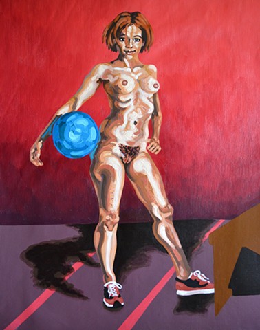 Nude Girl With Blue Ball