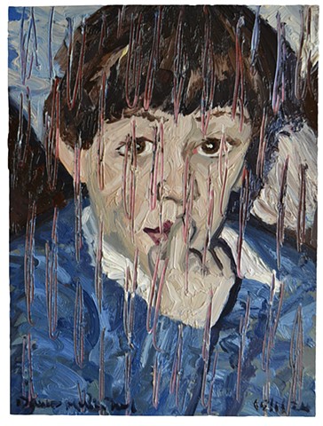 Portrait of The Artist As A Mentally Scared Young Boy No. 1, self-portrait, oil,