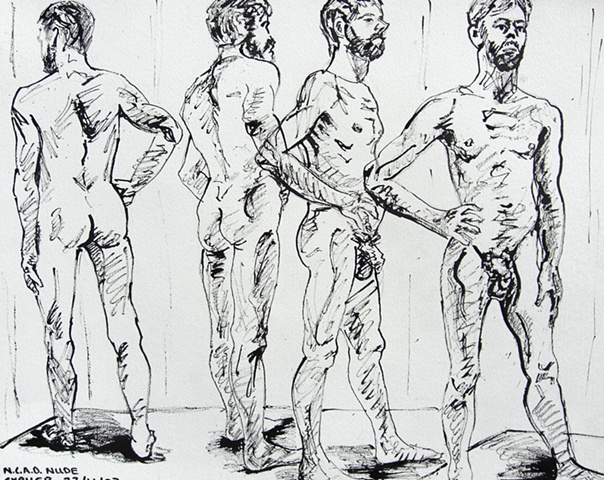N.C.A.D. Standing Male Nude Four Views