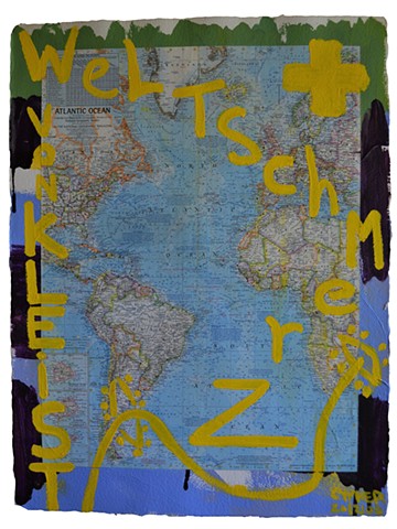 Weltschmerz, map, acrylic, David Murphy, Cypher, The Panic Artist