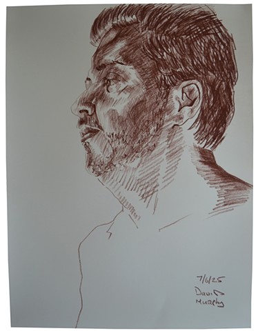 Self-Portrait Drawing in Profile