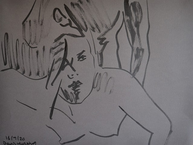 2020, Sketch of Lovers No. 2, Indian ink, david murphy, ireland, dublin