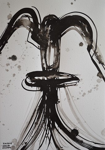 Female Totem No. 1, David Murphy, brush and indian ink, abstract,