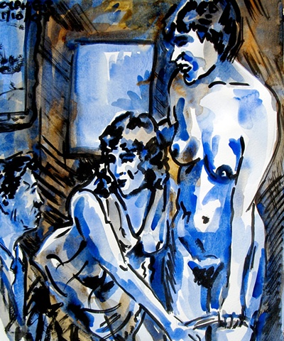Erotic Lovers In Blue
