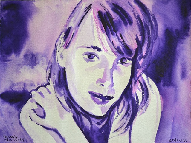 naked girl, webcam, cam, watercolour, painting, artwork, violet, purple, irish, ireland