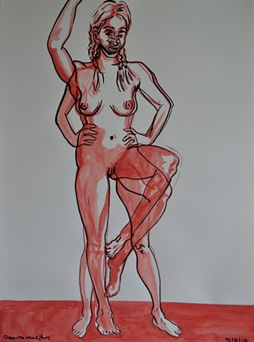 Female Chimera, female nude, watercolour, overlapping, irishart, dublinart, 