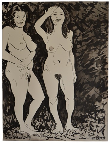 contemporary art, drawing, female nudes, drawing