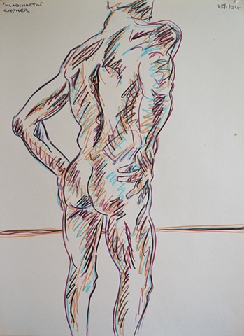 N.C.A.D. Standing Male Nude From The Rear, david murphy, cypher, the panic artist, david brendan murphy