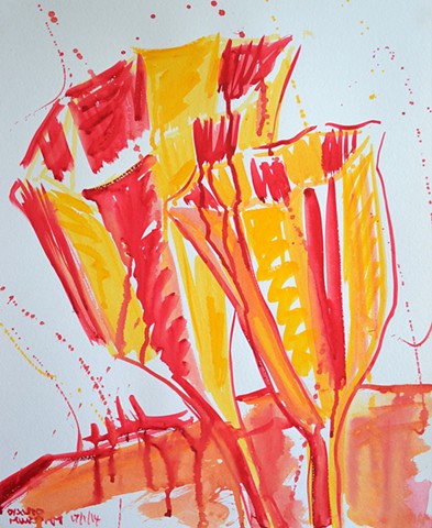 Tulips, 2014, watercolour, david murphy
