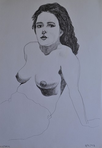 female nude, female, drawing, draughtsman, draughtsperson, work on paper, expressive, contemporary art, fine art, curator, art collector, visual art, art lover, kunst