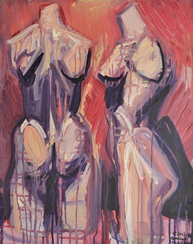 Two Mannequins No. 3, acrylic, painting, David Murphy