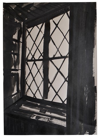 window, Indian ink, drawing, black and white, contemporary 