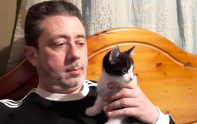 David with His New Kitten Harold No. 1