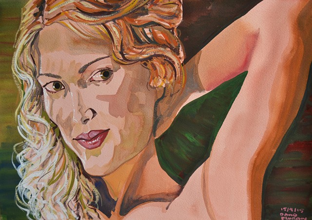 Blonde Woman, David Murphy, Gouache, portrait