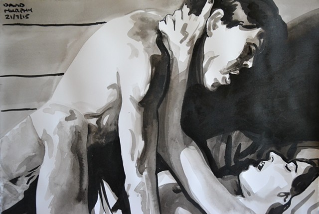 Couple Making Love, brush and Indian ink, david murphy