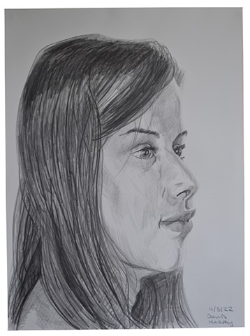 pencil, drawing, portrait, girl, woman, contemporary 