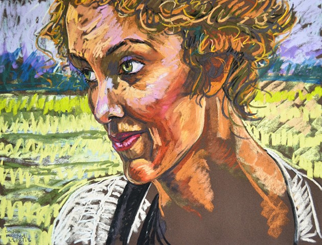 Woman Looking Up, pastel, david murphy, irish artist, dublin, ireland, irish painter
