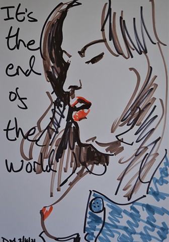 female portrait, markers, drawing, artwork, David Murphy, contemporary, Ireland, Irish