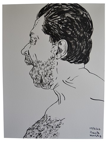 Self-Portrait Screaming in Profile