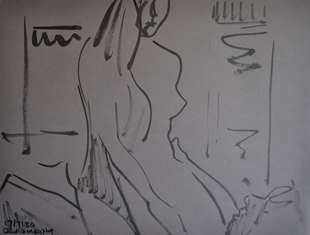 2020, Sketch of Lovers No. 3, Indian ink, david murphy, ireland, dublin