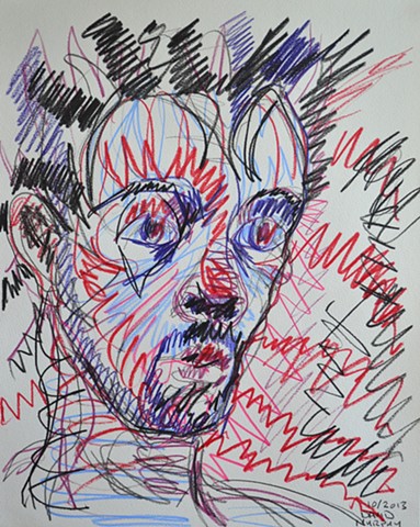 Insane Self-Portrait No. 1, 2013, drawing, coloured pencils, david murphy