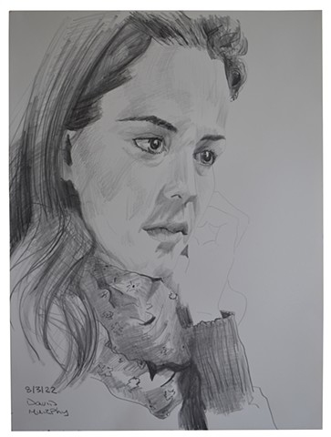 pencil, drawing, portrait, girl, woman, contemporary 