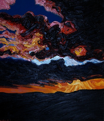 sky, sunset, landscape, oils, oil on canvas board, painting, male painter, contemporary painting, expressive, contemporary art, fine art, curator, art collector, visual art, art lover, kunst