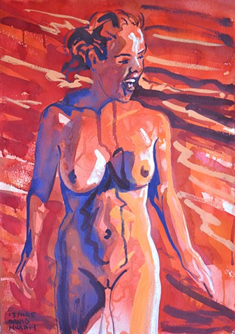 Sins of the Flesh No. 2, Female Nude, gouache, watercolour, david murphy