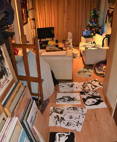 David's Living Room with Unfinished Drawings No. 1