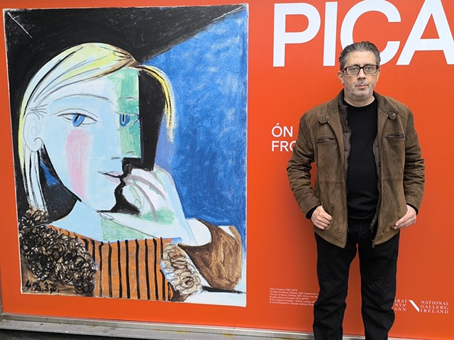 David in Front of Picasso Banner, No. 5