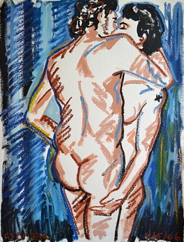 male, nude, female nude, self-portrait, girlfriend, oil-stick, acrylic, acrylic on paper, painting, male painter, contemporary painting, expressive, contemporary art, fine art, curator, art collector, visual art, art lover, kunst