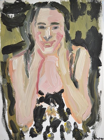 Girl In Spotted Dress, cypher, david murphy, acrylic on paper