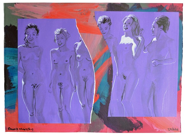 Five Nudes, David Murphy, Irish, Ireland, Dublin, painting, new, contemporary, porn, erotic, sex