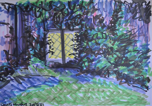 window, landscapes, drawing, markers, self-portrait, artwork, David Murphy, contemporary, Ireland, Irish