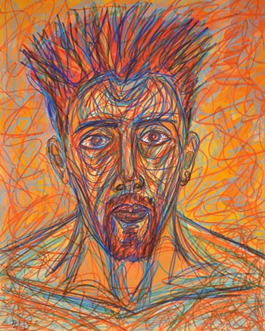 self-portrait, panic attack, borderline personality disorder, BPD, psychosis, mental illness, anguish, existential, outcast, outsider, confessional art, shock art, shocking art, work on paper, expressive, contemporary art, fine art, curator, art collector
