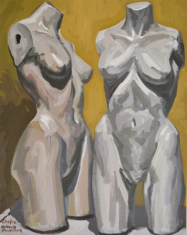 Two Mannequins No. 1, acrylic, painting, David Murphy