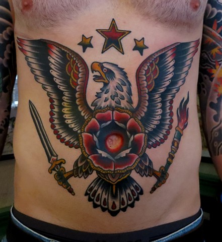 Eagle Tattoo, Traditional Tattoo, Stomach Tattoo