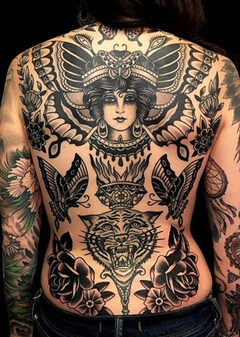 Butterfly Girl Back Tattoo