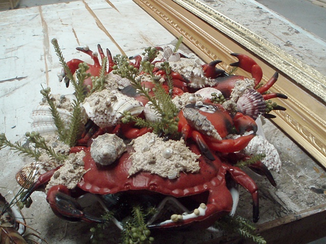 Plastic Shell Bowl, Plastic Crustaceans,Fake Greenery, Sculpt or Coat, Sawdust