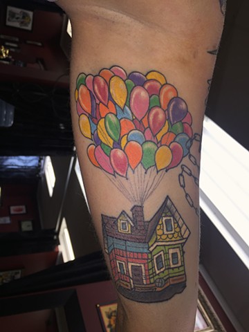 Kym Munster on Instagram Again not a great picture Up house for Lewis up  uphouse pixar pixartattoo balloons   Up tattoos Disney tattoos  Tattoos for guys