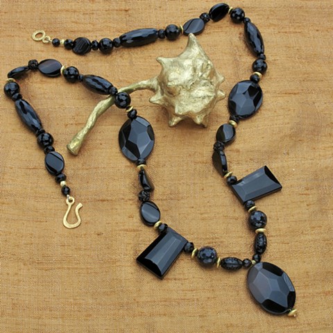 assorted faceted black onyx w/ vermeil findings #361