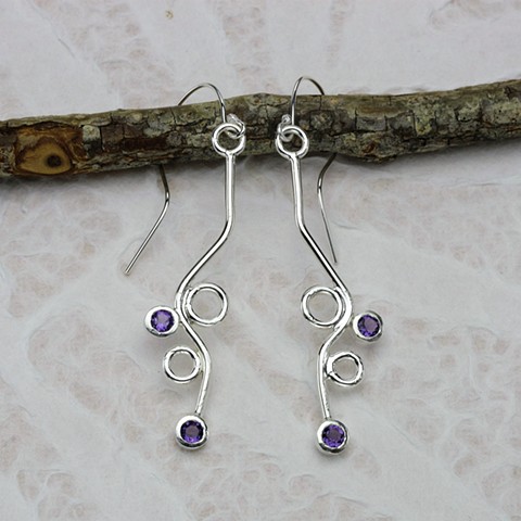 silver & amethyst wave earrings #881E