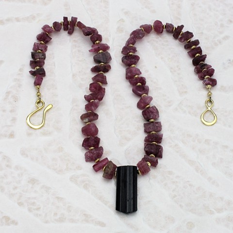rubellite & black tourmaline necklace #887