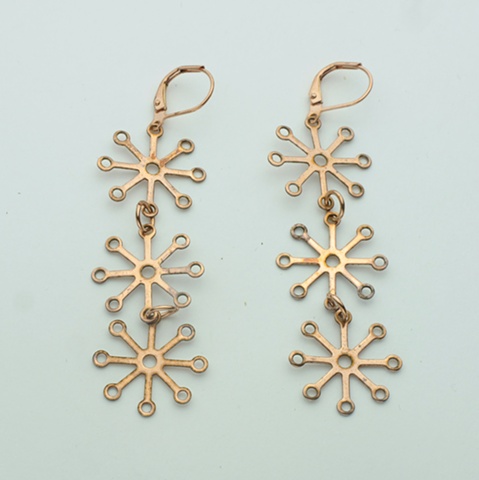 vintage copper watch findings hang from copper lever backs  (#829E)