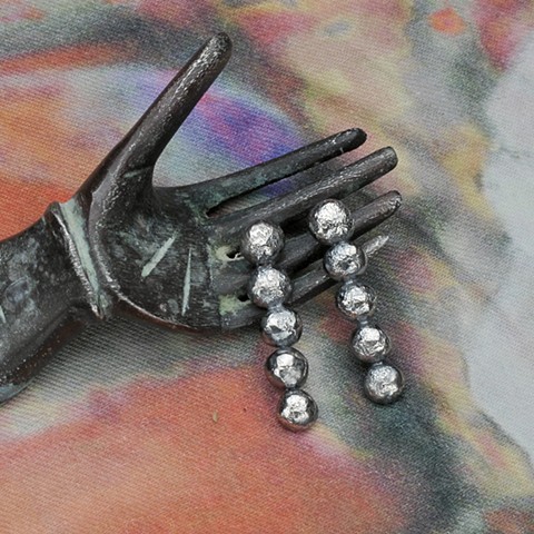 a quintet of oxidized silver balls on sterling posts  #116e