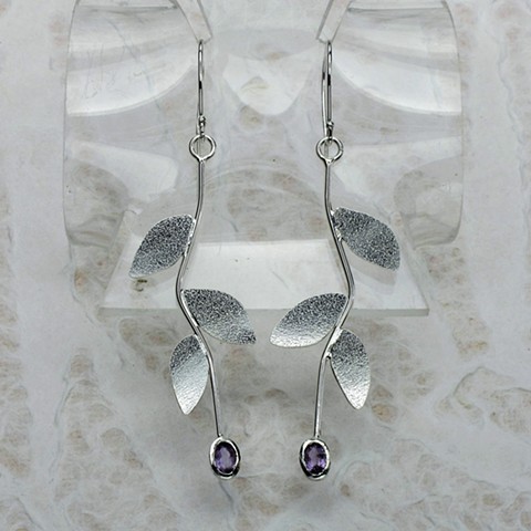 silver leaves with amethysts #885E