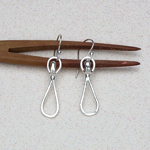 sterling silver hammered open teardrop on sterling french wire #134E